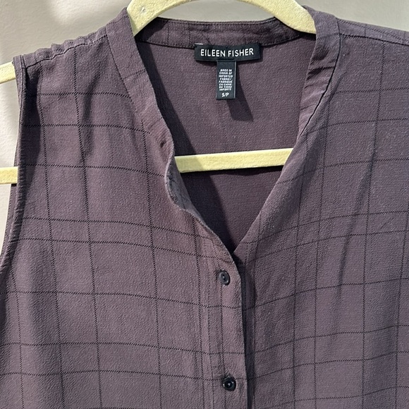 Eileen Fisher Twill Plaid Mandarin Collared Shirt Dress Womens Size Small - Picture 10 of 13